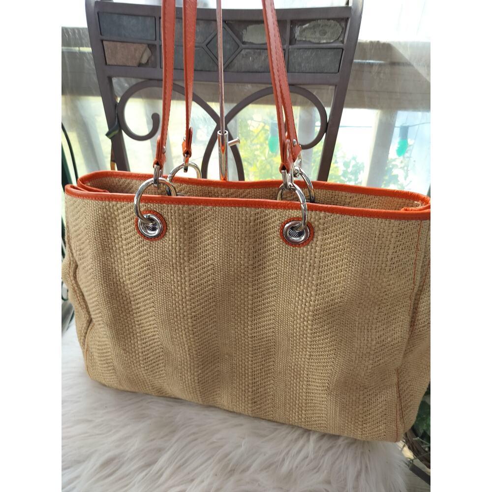 5223) Kate Landry Woven Crab Beach Summer Shoulder Bags Totes - Picture 3 of 7